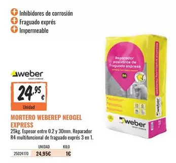 Oferta de Mortero Weberep Express por 24,95€ en Obramat