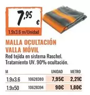 Oferta de Malla Ocultacion Valla Móvil por 7,95€ en Obramat