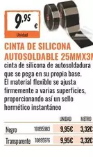 Oferta de Cinta De Silicona Autooldable 25mmx31 por 9,95€ en Obramat