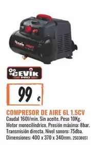 Oferta de Aire - Compresor De  1.5cv por 99€ en Obramat