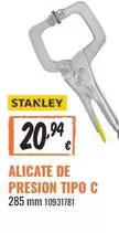 Oferta de Stanley - ALICATE DE PRESSION TIPO C por 20,94€ en Obramat