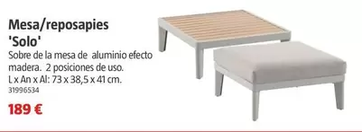 Oferta de Mesa/Reposapies 'Solo' por 189€ en BAUHAUS
