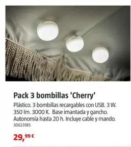 Oferta de Pack 3 Bombillas Cherry por 29,99€ en BAUHAUS