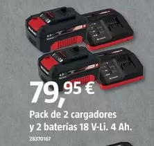 Oferta de Einhell - Pack 2 De Cargadores Y 2 Baterias 18 V-Li 4 Ah por 79,95€ en BAUHAUS