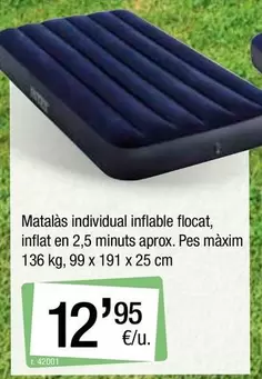 Oferta de Matalàs Individual Inflable Flocat, Inflat En 2.5 Minuts por 12,95€ en BonpreuEsclat