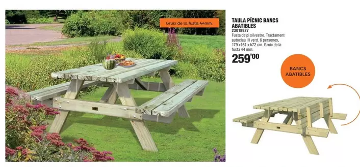 Oferta de Taula Picnic Bancs Abatibles por 259€ en Optimus