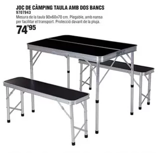 Oferta de Joc De Camping Taula Amb Dos Bancs por 74,95€ en Optimus