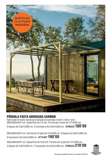 Oferta de Pergola Fusta Adossada Carmen por 189€ en Optimus