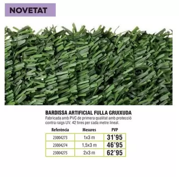 Oferta de Bardissa Artificial Fulla Gruixuda por 31,95€ en Optimus