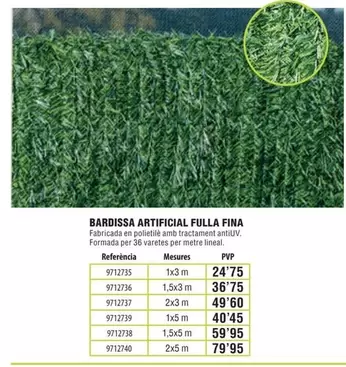 Oferta de Bardissa Artificial Fulla Fina por 24,75€ en Optimus