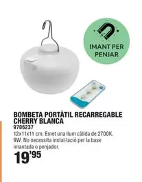 Oferta de Bombeta Portatil Recarregable Cherry Blanca por 19,95€ en Optimus