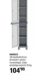 Oferta de Armarie 1 Porta I 4 Prestatges. Cada Prestatge Supporta por 104,95€ en Optimus