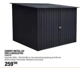 Oferta de Acer - Cobert Metal-lic Per A Bicicletes por 259€ en Optimus