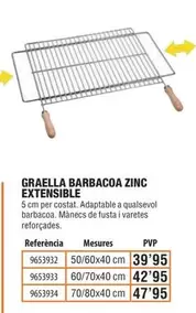 Oferta de Graella Barbacoa Zinc Extensible  por 39,95€ en Optimus