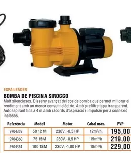 Oferta de Espa - Bomba De Piscina Sirocco por 195€ en Optimus