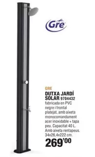 Oferta de Gre - Dutxa Jardi Solar 9704432 por 269€ en Optimus