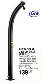 Oferta de Gre - Dutxa Solar 231t 2m D'Alt por 139€ en Optimus
