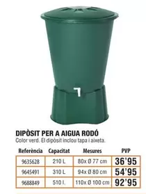Oferta de Dipósit Per A Aigua Rodó por 36,95€ en Optimus