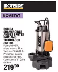 Oferta de Ironside - Bomba Submergible Aiques Brutes Inox Amb Triturador por 219€ en Optimus