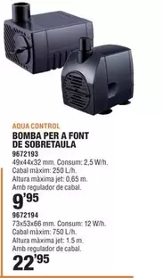 Oferta de Aqua Control - Bomba Per A Font De Sobretaula por 9,95€ en Optimus
