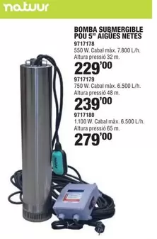 Oferta de Natuur - Bomba Submergible Pou 5" AIGUE5 NETES por 229€ en Optimus
