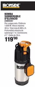 Oferta de Ironside - Bomba Submergible D'elevacio por 119€ en Optimus