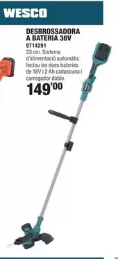 Oferta de Wesco - Desbrossadora A Bateria 36v por 149€ en Optimus