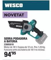 Oferta de Wesco - Serra Podadora A Bateria por 94,95€ en Optimus