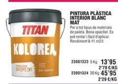 Oferta de Titan - Pintura Plástica Interior Blanc Mat por 13,95€ en Optimus