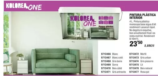 Oferta de Kolorea - Pintura Plástica Interior por 23,5€ en Optimus