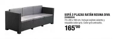 Oferta de Sofa 3 Plazas Ratan Resina Diva por 165€ en Cifec