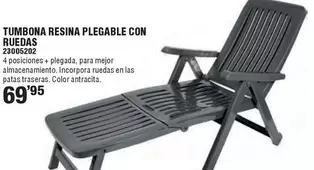 Oferta de Tumbona Resina Plegable Con Ruedas por 69,95€ en Cifec
