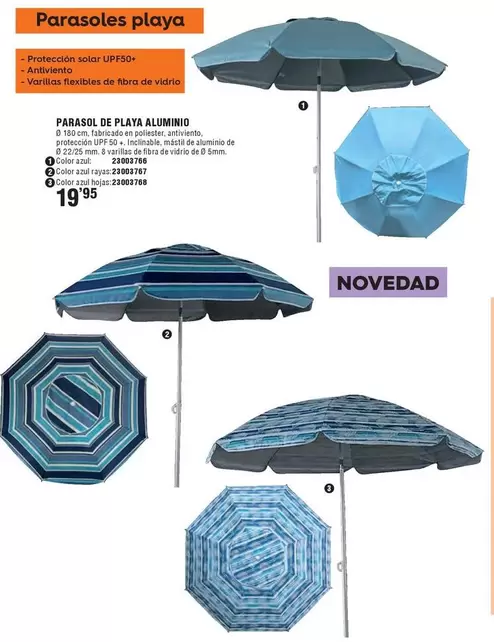 Oferta de Parasol De Playa Aluminio por 19,95€ en Cifec