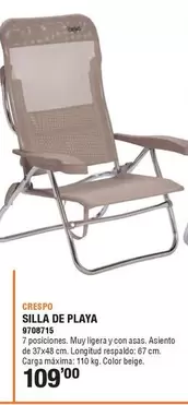 Oferta de Silla De Playa por 109€ en Cifec