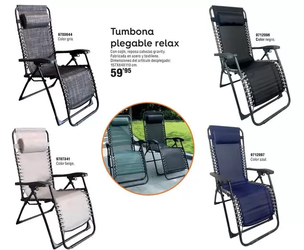 Oferta de Tumbona Plegable Relax por 59,95€ en Cifec