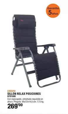 Oferta de Sillon Relax Posiciones por 269€ en Cifec