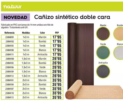 Oferta de  Cañizo Sintético Doble Cara  por 17,95€ en Cifec