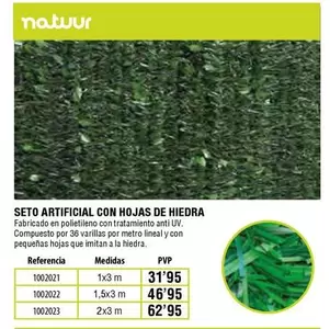 Oferta de Seto Artificial Con Hojas De Hiedra por 31,95€ en Cifec