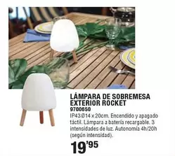 Oferta de Lampara De Sobremesa Exterior Rocket por 19,95€ en Cifec