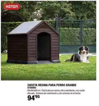Oferta de Caseta Resina Para Perro Grande por 94,95€ en Cifec