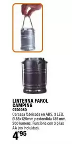 Oferta de Linterna Farol Camping por 4,95€ en Cifec