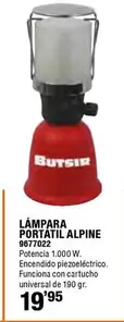 Oferta de Butsir - Lampara Portatil Alpine por 19,95€ en Cifec