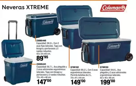 Oferta de Coleman - Neveras Xtreme por 89,95€ en Cifec