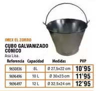 Oferta de Cubo Galvanizado Conico por 10,95€ en Cifec
