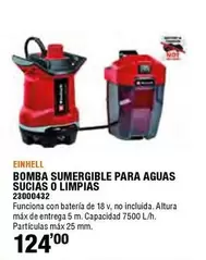 Oferta de Einhell - Bomba Sumergible Para Aguas Sucias O Limpies por 124€ en Cifec