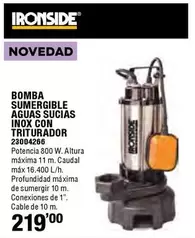 Oferta de Bomba Sumergible Aguas Sucias Inox Con Triturador por 219€ en Cifec