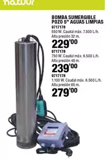 Oferta de Natur - Bomba Sumergible Pozo 5" Gaus Limplas por 229€ en Cifec