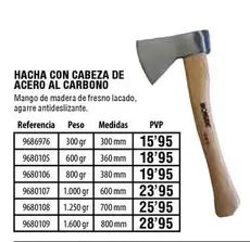 Oferta de Hacha Con Cabeza De Acero Al Carbono por 15,95€ en Cifec