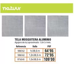 Oferta de Natuur - Tela Mosquitera Aluminio por 64,95€ en Cifec