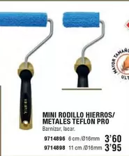 Oferta de Mini Rodillo Hierros/ Metales Teflon Pro por 3,6€ en Cifec